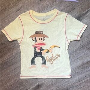 Paul Frank Yellow Short Sleeve Tee Playful Cartoon Design